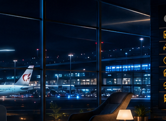 Hamad International at night